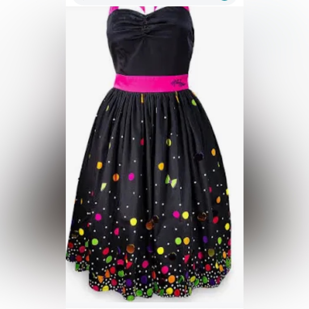 Disney Black and Pink Polka Dot Dress
